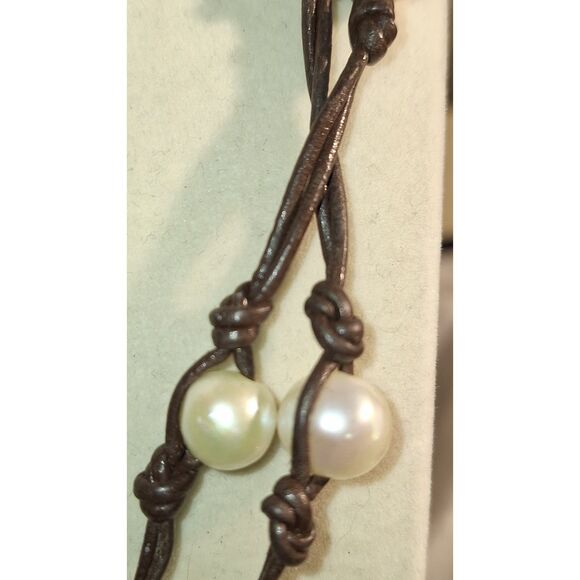Artistic Women's Necklace Genuine Pearls Beachy Nautical Boho Grandma Chic - Picture 9 of 9